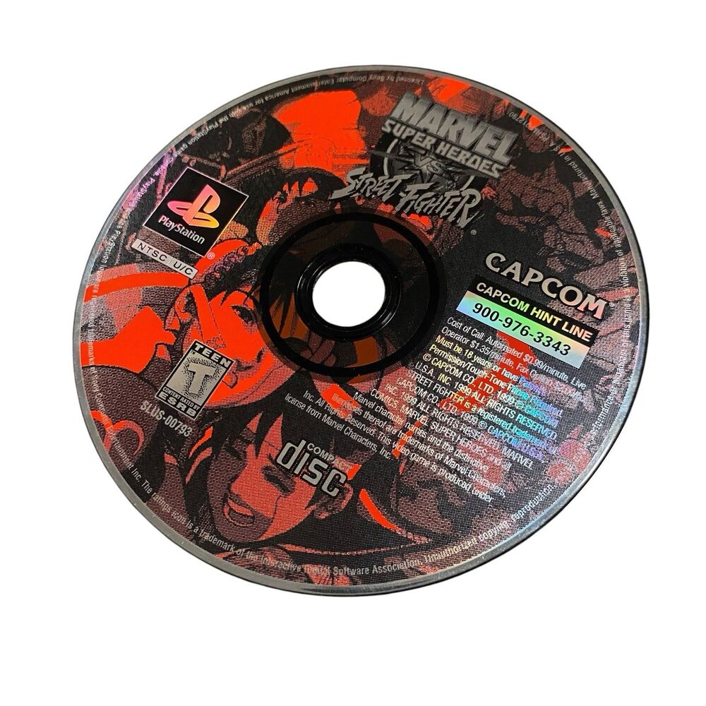 Marvel Super Heroes vs. Street Fighter (Sony PlayStation 1 PS1, 1999) Disc Only